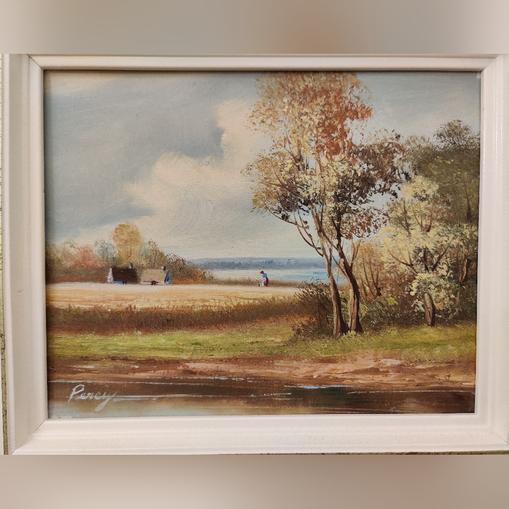 Vintage Original Painting Signed Percy Oil on Canvas